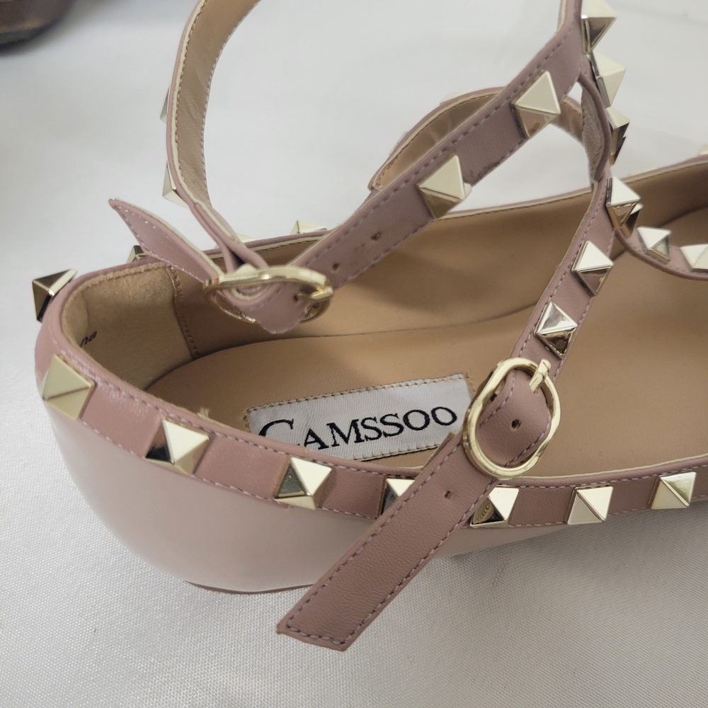 Camssoo Rock Studded Mauve Flats with Ankle Strap - Picture 11 of 11